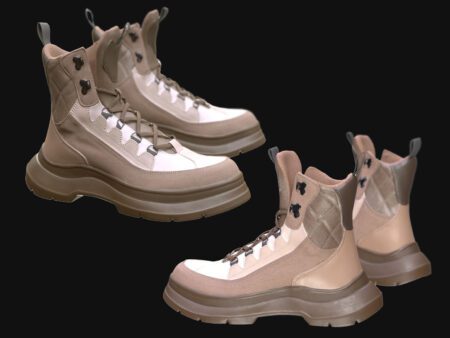 3D High-Top Boots Model - All MH Bodies & UE5 Skeletons - Rigged - Game-Ready with 4K PBR Textures