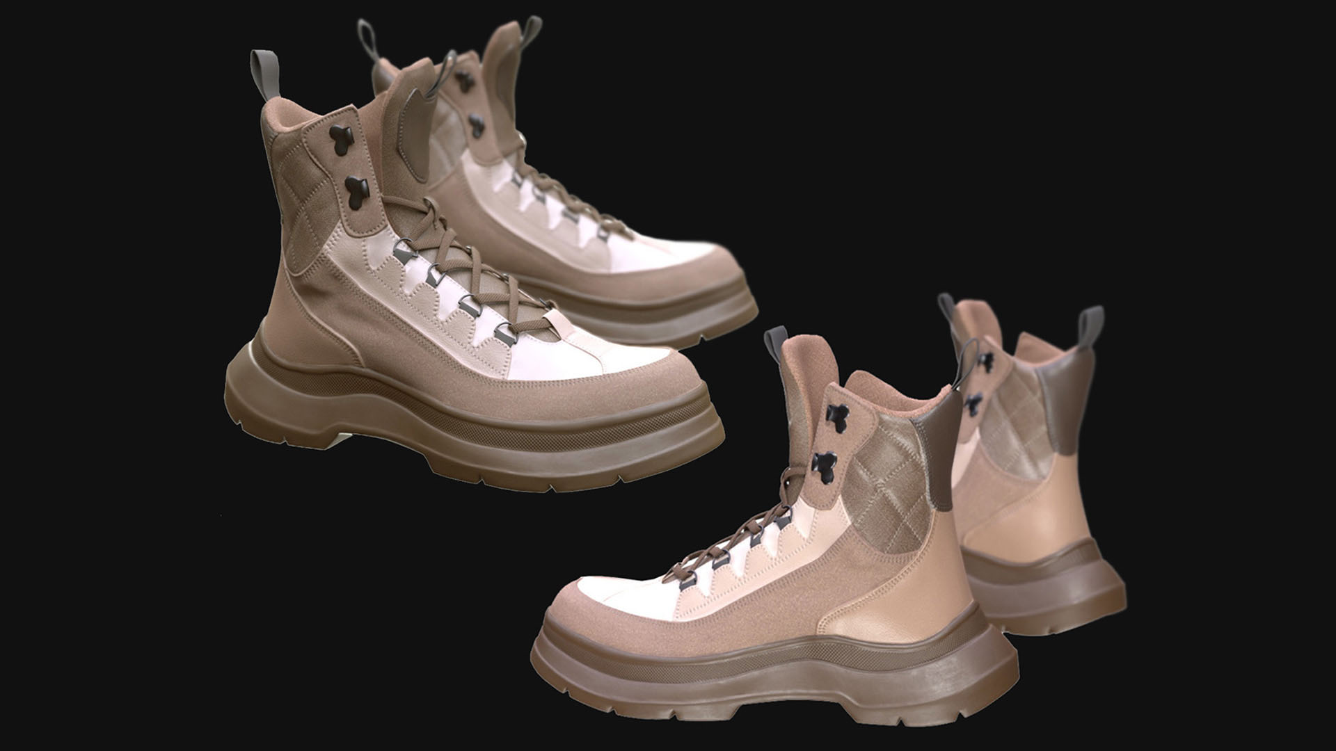 3D High-Top Boots Model - All MH Bodies & UE5 Skeletons - Rigged - Game-Ready with 4K PBR Textures