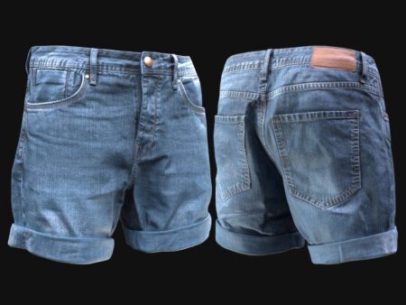 3D Denim Jeans Shorts Model for All MH Bodies & UE5 Skeletons - Rigged with 4K PBR textures and realistic blue denim.
