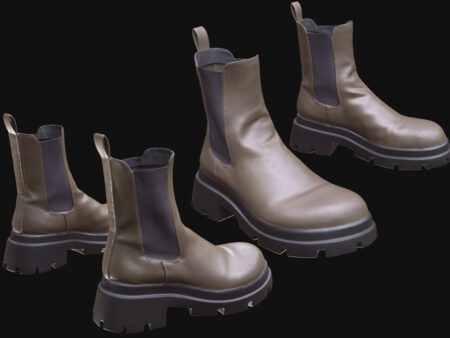 3D Chelsea boots model with realistic leather texture for All MH Bodies & UE5 Skeletons
