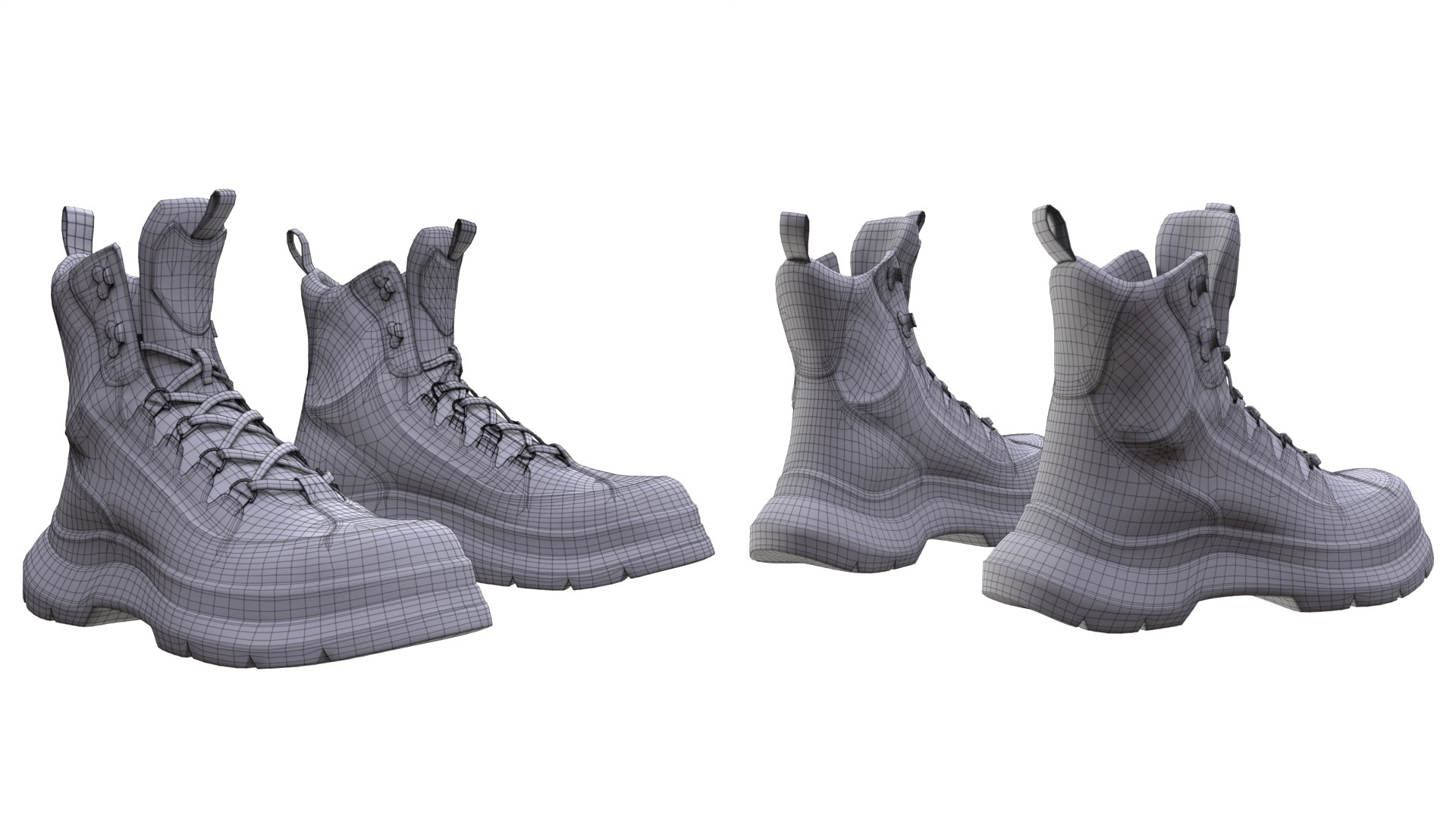 3d Boots model Wire 2