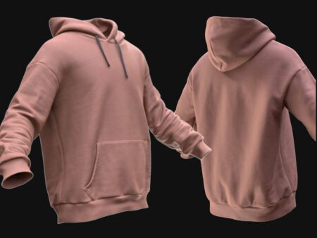 3D Pink Hoodie Model - All MH Bodies & UE5 Skeletons - Rigged - Game-Ready Streetwear Clothing