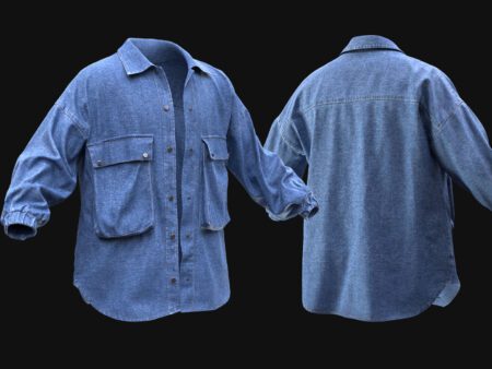 3D Denim Overshirt Model - All MH Bodies & UE5 Skeletons - Rigged - Game-Ready Clothing