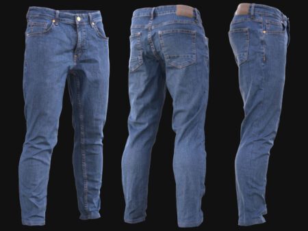 3D blue denim jeans model realistic slim-fit game-ready PBR textured