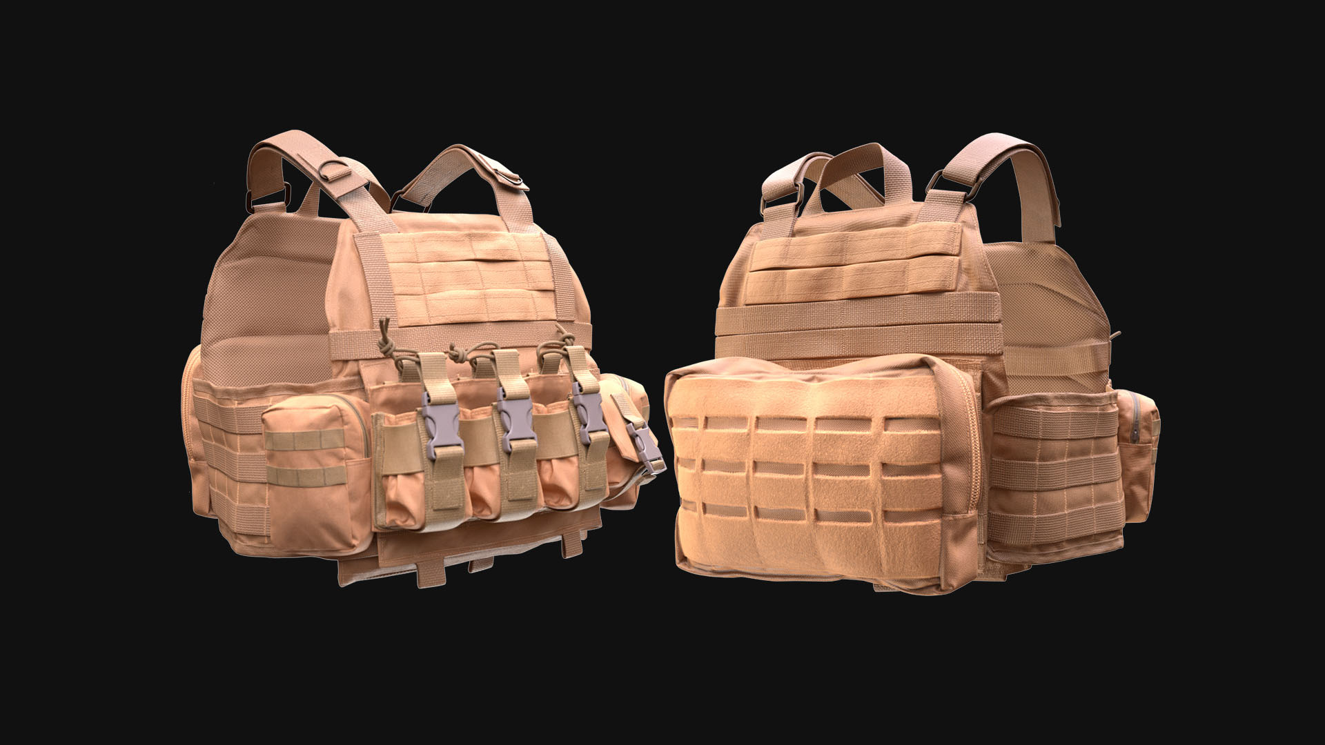 Tactical Plate Carrier 3D Model - All MH Bodies & UE5 Skeletons - Rigged - Military Vest Full Gear with Pouches and Mag Holders