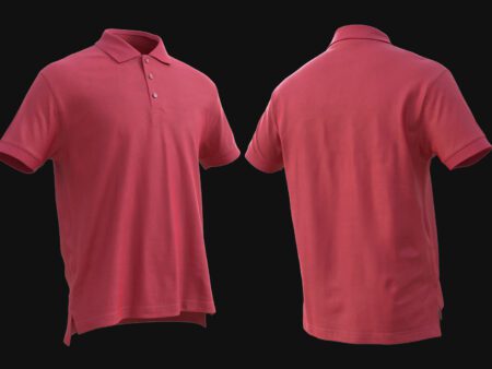 Realistic 3D red polo shirt model for games and digital clothing design