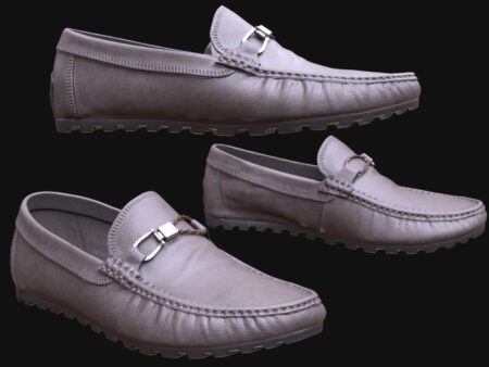 High-quality 3D loafers model with leather texture and detailed stitching