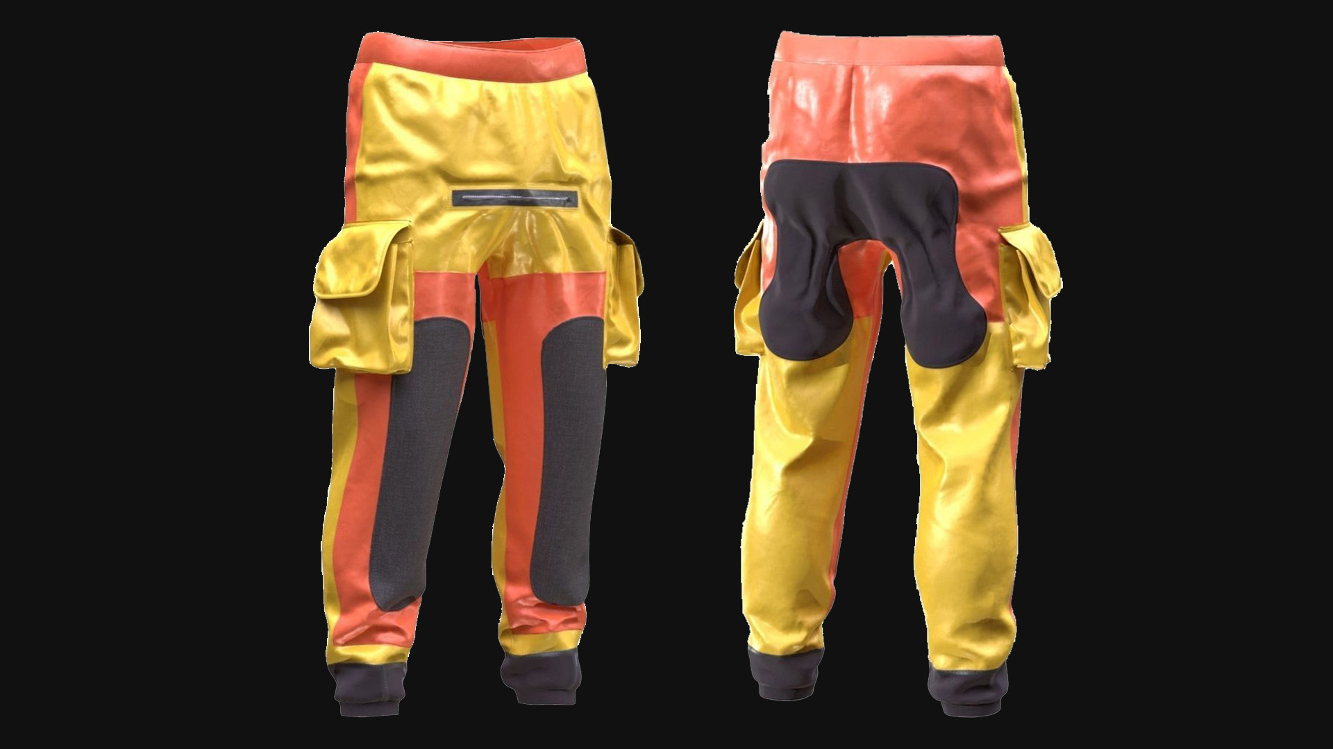 Waterproof Rescue Pants 3D Model – High-Visibility Marine Protective Gear with Reinforced Knees and Cargo Pockets