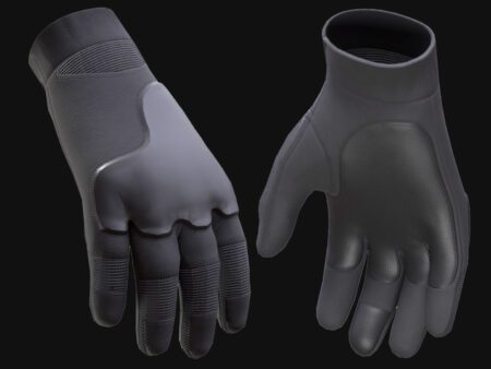Black Tactical Gloves 3D Model with Padded Knuckles and Grip Surface – Perfect for Military or Survival Game Characters