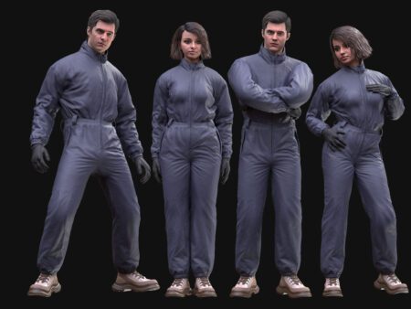 3D Model of Jumpsuit Outfit - Fully Rigged for All MH Bodies & UE5 Skeletons, Game-Ready, Low-Poly with 4K PBR Textures
