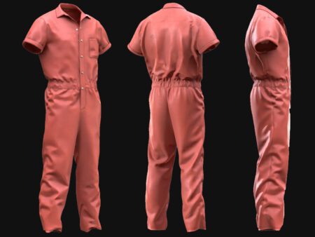 Red Prison Jumpsuit 3D Model – Realistic Inmate Uniform for Games and Animation