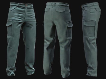 Military Cargo Pants 3D Model with Utility Pockets and Realistic Tactical Fabric Texture
