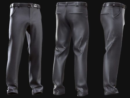 Black Formal Pants 3D Model with Belt – Realistic Business and Office Clothing for 3D Characters