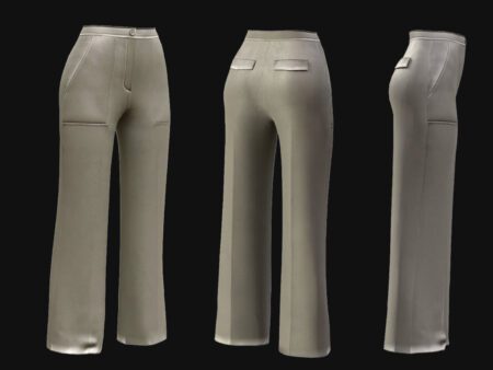 Beige Formal Trousers 3D Model with Tailored Fit – Elegant Women’s Office