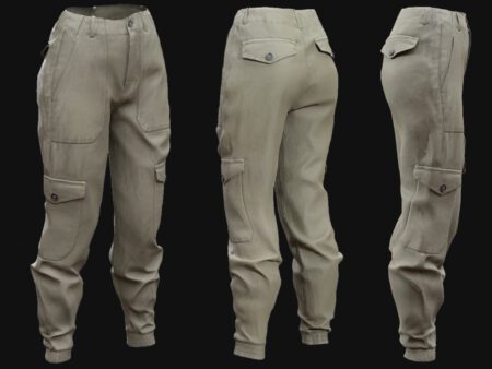 3D Model Cargo Pants – Front, Side & Back Views