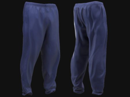 Blue Track Pants 3D Model – Front and Back View