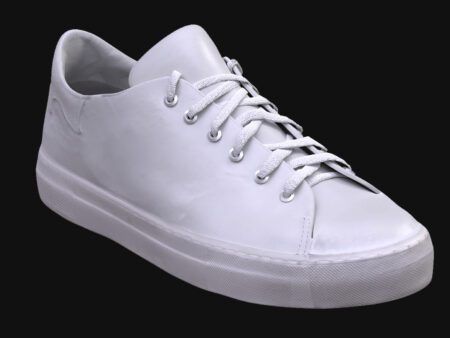 White Leather Sneakers 3D Model – Front and Side View