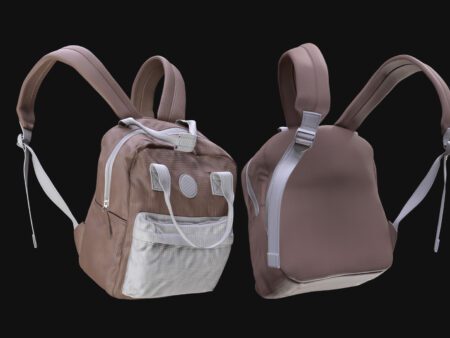3D Casual Backpack Model – Front & Back View