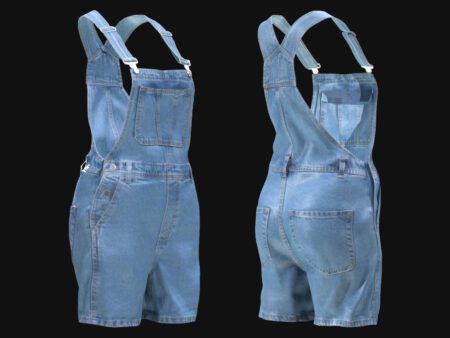 Denim Overalls 3D Model – Front & Back Views 3D Model of Denim Overalls – Realistic PBR Textures Casual Overalls 3D Model – Optimized for Unreal & Unity