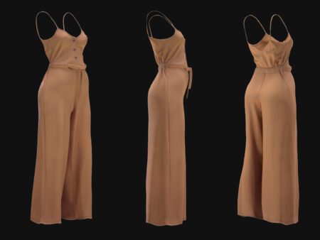 Wide-Leg Jumpsuit 3D Model – Front & Back View Elegant Jumpsuit 3D Model – Game-Ready Clothing for Virtual Avatars 3D Model of Wide-Leg Jumpsuit – Optimized for Unreal & Unity