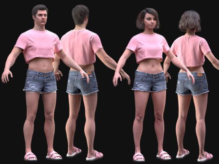 3D Game-Ready Summer Outfit – Front & Back View