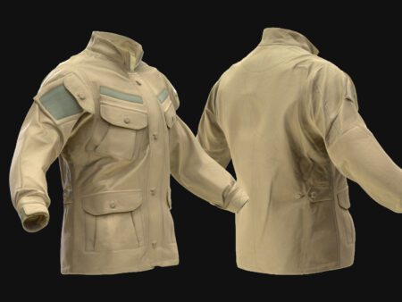 Tactical Military Jacket 3D Model – Front & Back View