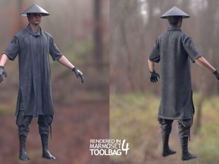 3d model martial outfit rigged 15