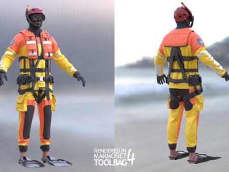 3d model rescue swimming suit rigged 10