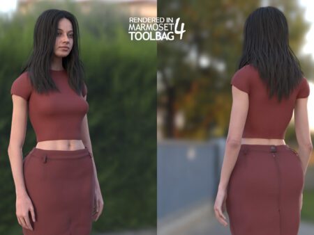 3d model summer evening outfit rigged 46