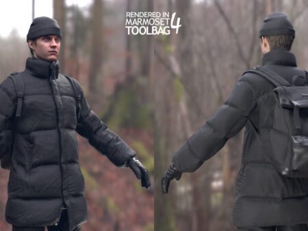 3d model winter outfit rigged 1