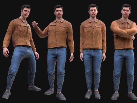 3D Corduroy Jacket Outfit Model - Male MH body & UE5 Skeleton - Rigged - Autumn Casual Male Clothing