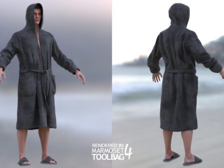 3d model bathrobe outfit rigged 10