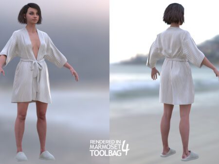 3d model bathrobe outfit rigged 12
