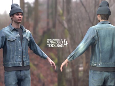 3d model casual denim outfit rigged 1