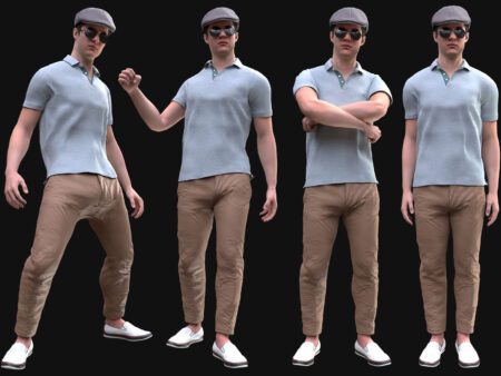 3D Summer Polo Outfit Model - Male MH Body & UE5 Skeleton - Rigged - Polo Shirt, Chinos, Loafers, Sunglasses, Flat Cap